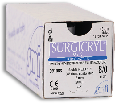 Surgicryl 910 viol. gefl. USP 8/0 45cm, 2xDSP6,0mm/200µm 